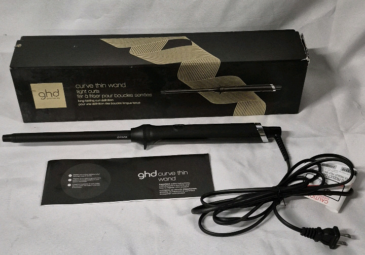 As New GHD Curve Thin Wand Curling Iron with Original Box- Powers & Heats Up Retails for $279