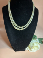 Vintage Double Strand Original Sterling Clasp Choker Graduated Pearl Necklace Approximately 14 - 15 Inch Stamped