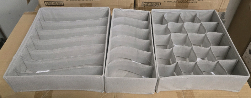 3 New | Foldable Fabric Drawer Organizers Ranging in Size From - 12" x 13" x 4" - 13" x 6" x 4