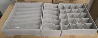 3 New | Foldable Fabric Drawer Organizers Ranging in Size From - 12" x 13" x 4" - 13" x 6" x 4