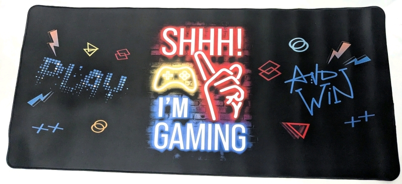 New XL "SHHH! I'M GAMING" Neon Gaming Mouse Pad / Desk Mat with Non-Slip Backing : 34.5" &times; 15.75"