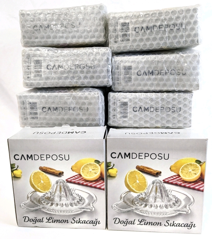 12 New CAMDEPOSU Clear Glass Lemon / Citrus Juicer 2.02oz Each | Over $190 Retail Value