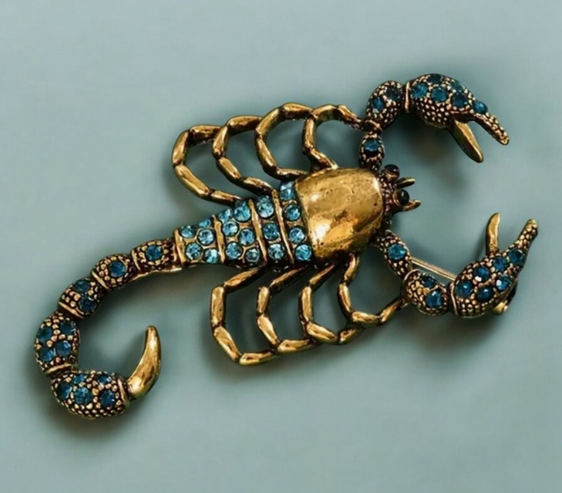 Exquisite Vintage-Inspired Scorpion Brooch Crystal Embellishments Approximately 2 x 1 Inch