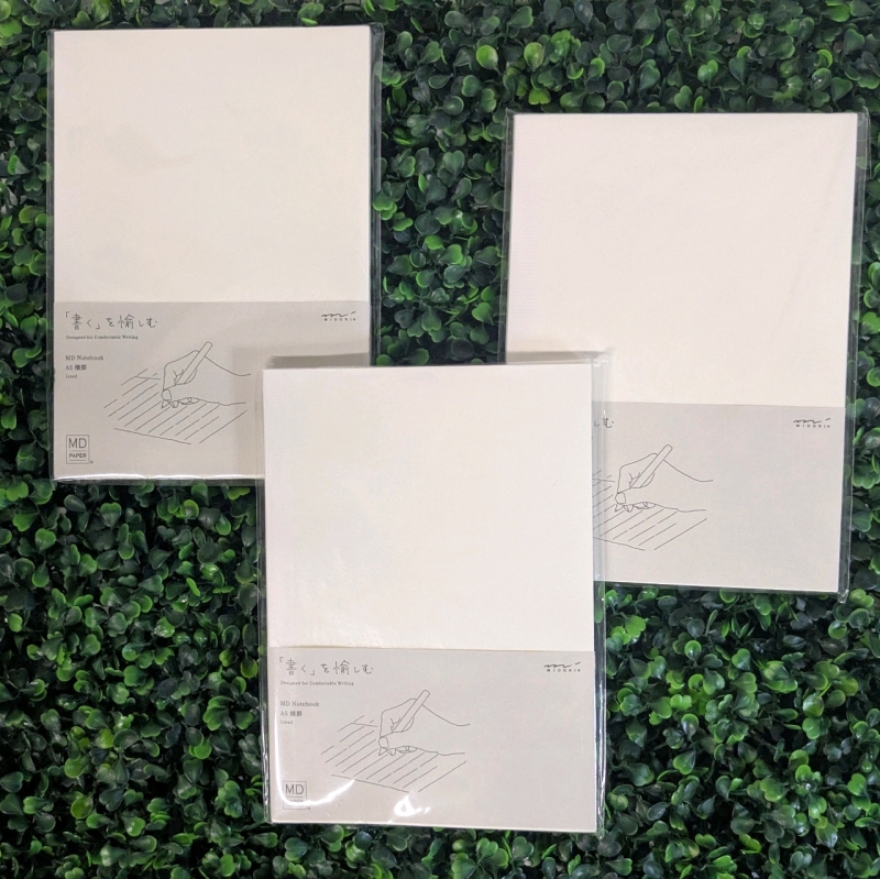 3 New DESIGNPHIL Japan 15294006 Midori Notebook, MD Notebook, A5, Horizontal Ruled A | Over $50 Retail Value!