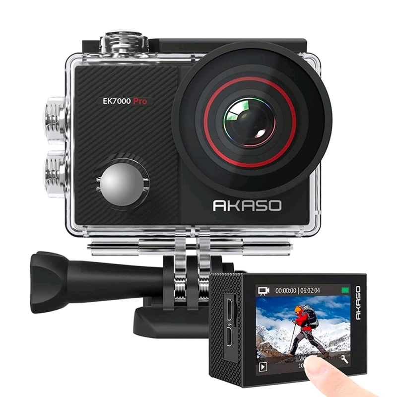 As is | AKASO Action Camera with Touch Screen | Waterproof Underwater Camera | Comes with Remote Control | Retails $95