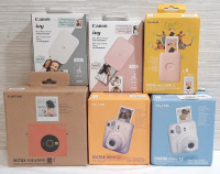 Lot of Handheld Film Cameras And Miniature Photo Printers from FujiFilm & Canon
