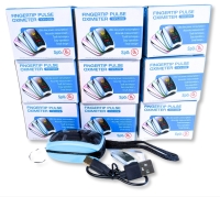9 New Wireless Rechargeable Fingertip Pulse Oximeters, Blood Oxygen Saturation Monitors with Portable Digital Reading LED Display and Lanyard | Over $90 Retail Value!