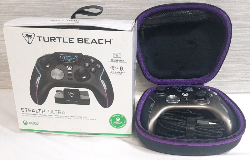 As New Turtle Beach Stealth Ultra Xbox Controller w/ Hard Shell Carrying Case and Charging Dock - Powers On, Not Tested for Functionality