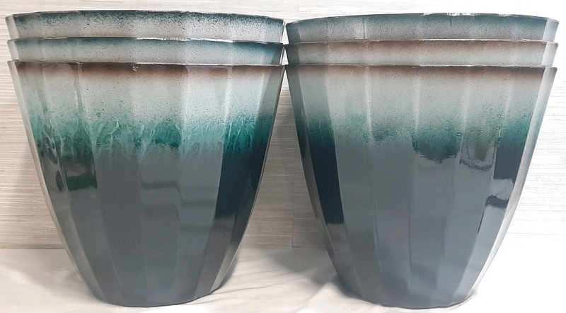 6 New Plastic Planters (No Holes in Bottoms), 11" Tall, 12" Diameter