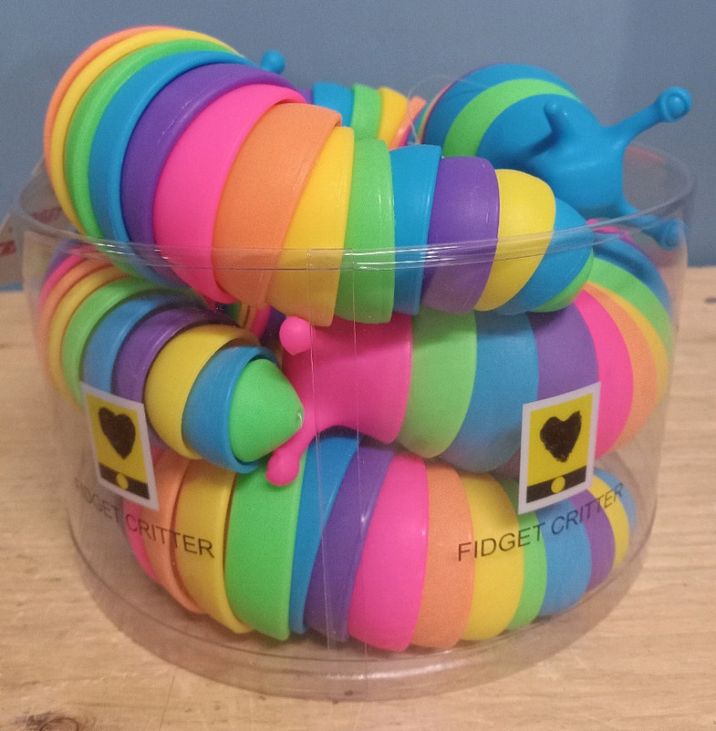 6 New | 7" Rainbow Slug Fidgets
