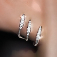 S925 Silver 3 Prong Curved Earrings Super Shiny Cubic Zirconia Wrap Earrings Approximately.<br/>67 x .59 Inch
