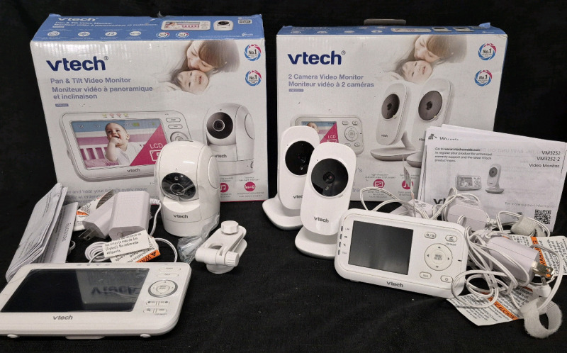 As New VTech Pan & Tilt Baby Video Monitor & Not New 2 Camera Baby Video Monitor - Both Tested & Working