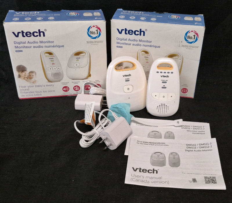 2 As New Vtech Digital Audio Monitors - Tested and Working