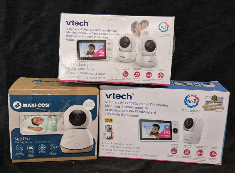 3 As New VTech Pan & Tilt Baby Video Monitors & Maxi-Cosi 360 Degree Baby Monitor