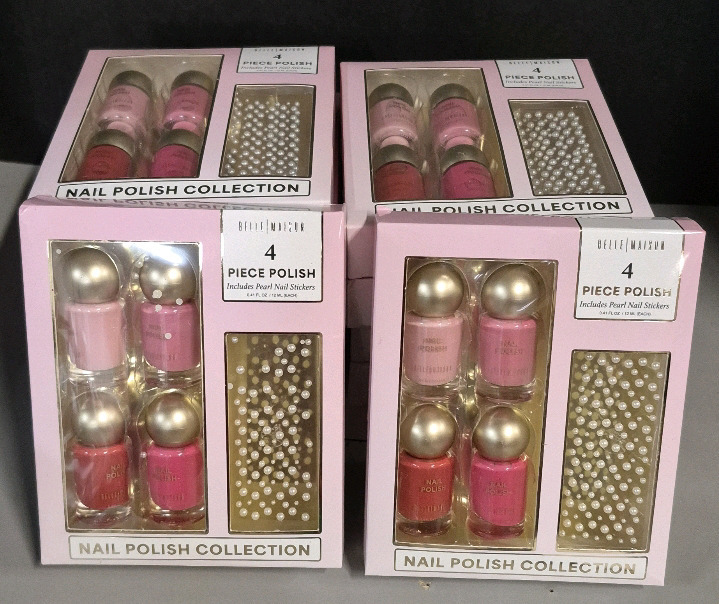 12 New Belle Maison 4 Piece Nail Polish with Pearl Style Stickers