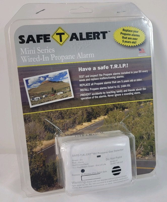 Safe-T-Alert RV / Motorhome Mini Series Hard-Wired Propane Gas Alarm / Detector - 12V, 20 Series, White . Retail $55 . Model 20-441-P-WT
