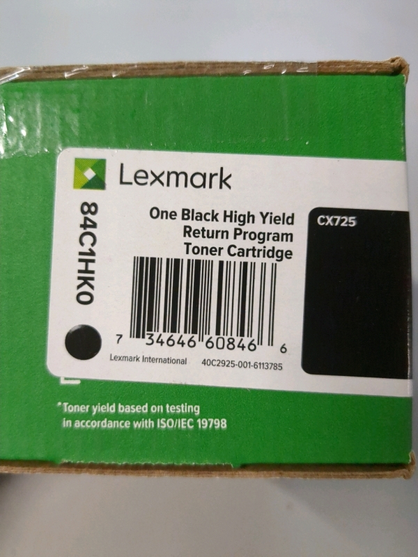 1 New In Box Lexmark Printer Black High Yield Toner Cartridge