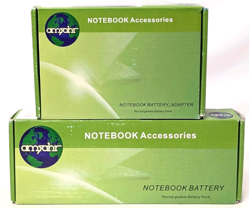 2 As-New AMSAHR Rechargeable Battery Packs : Notebook Battery/Adapter 11.1V 5200mAh & Notebook Battery Li-Ion 11.1C 7800mAh (See Desc For More Info)