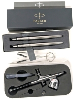 TIMBERTECH Pro Elite Airbrush 7ml AG-130 & As-New PARKER Jotter Duo Blue Ink Ballpoint Pen & Mechanical Pencil (0.5mm) | Stainless Steel with Chrome Trim