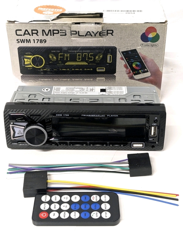 As-New / As-Is | Car Radio Autoradio Bluetooth, CompraFun Single Din Car Stereo Hands-Free Radio Quick Charge 12V MP3 Player Dual Control Memory Function Compatible MP3/FM/AM/TF/AUX/USB ISED IC: 30418-SWM1789
