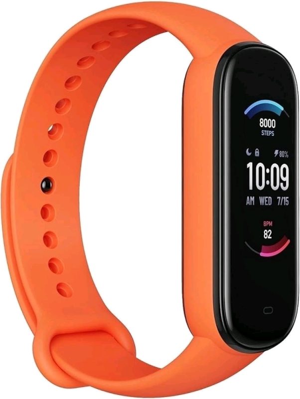 As-New Amazfit Band 5 in Orange Activity Fitness Tracker with Alexa Built-in, 15-Day Battery Life, Blood Oxygen, Heart Rate, Sleep & Stress Monitoring, 5 ATM Water Resistant, Fitness Watch for Men Women Kids, Small