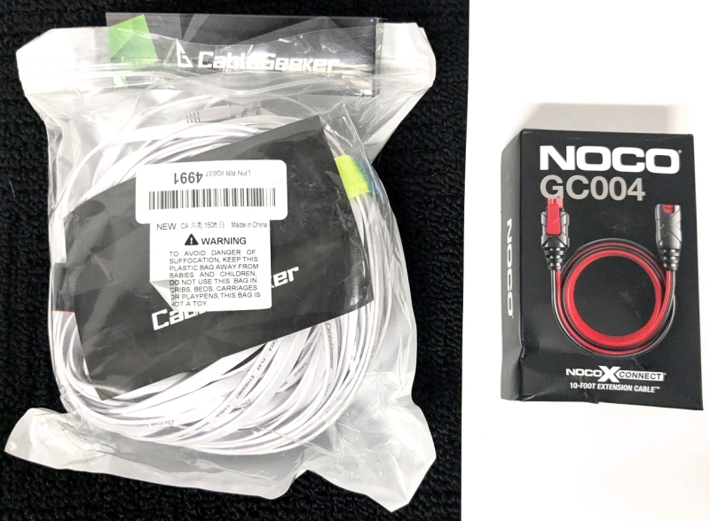 2 As-New Cables: CABLEGEEKER 150ft CAT.6 Flat Ethernet Cable 30AWG RoHS & NOCO GC004 X-Connect 10-Foot Extension Cable Accessory for NOCO Genius Smart Battery Chargers