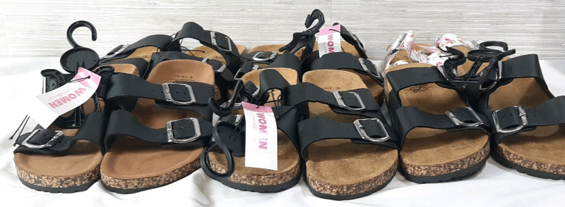 6 New Pairs of Bobbie Brooks Sandals, S, M, & L Sizes