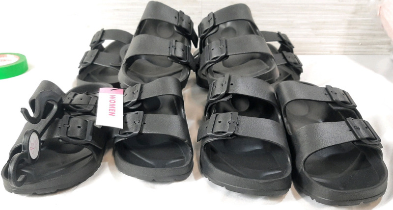 5 New Bobbie Brooks Black Women's Sandals, S, M & L Sizes