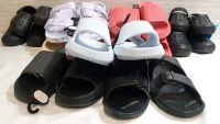 11 New Pairs of Childrens and Adults Sandals & Croc (style), S, M, & L Sizes