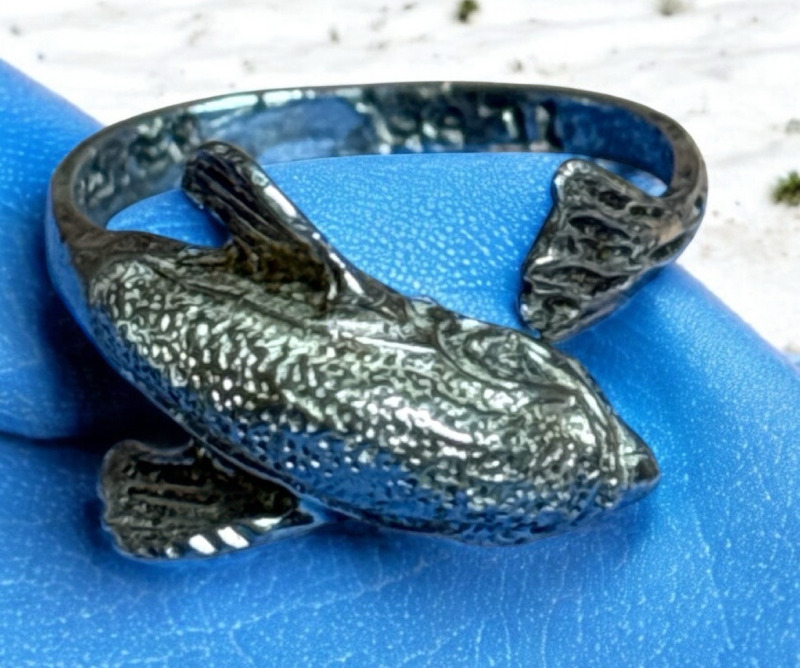 925 Sterling Mexico Flying Fish Ring Ajustable Stamped Signed