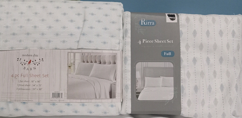 2 New | 4 Piece Full Size Sheet Sets by Modern Chic Barn & Rirra