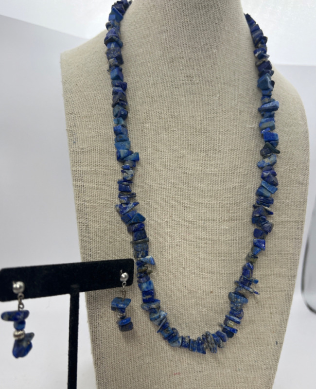 Lapis Lazuli Necklace with Earrings