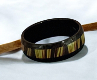 8mm Black Stainless Steel Ring Tiger Eye Inlay Sleek Polished Finish Size 12