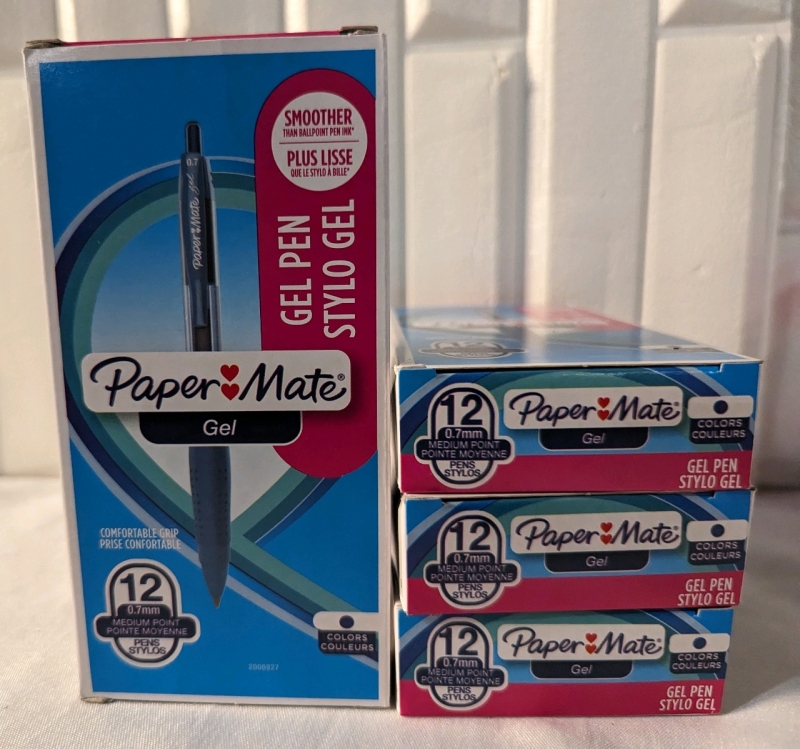 4 Pack of Paper Mate Gel Pens. 12 in Each Box.