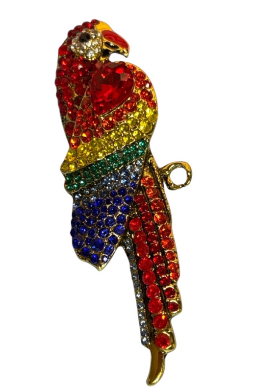 Beautiful Vibrant Parrot Brooch Multi-Colour Rhinestone Embellished <br/>Approximately 3.5 x 1 Inch<br/>