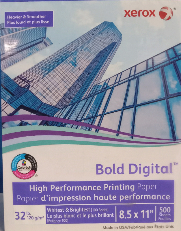 500 New Sheets of Xerox 8.5" x 11" Bold Digital High Performance Printing Paper | Whitest & Brightest | 32lb
