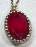 Vintage 1 / 20 12K Gold Filled Chain with Indian Ruby Pendant Necklace
