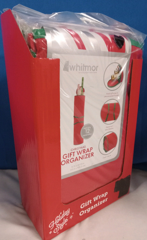 4 New | 8.74" x 40.25" Whitmor Gift Wrap Organizer w/ Handles & Zipper Closure