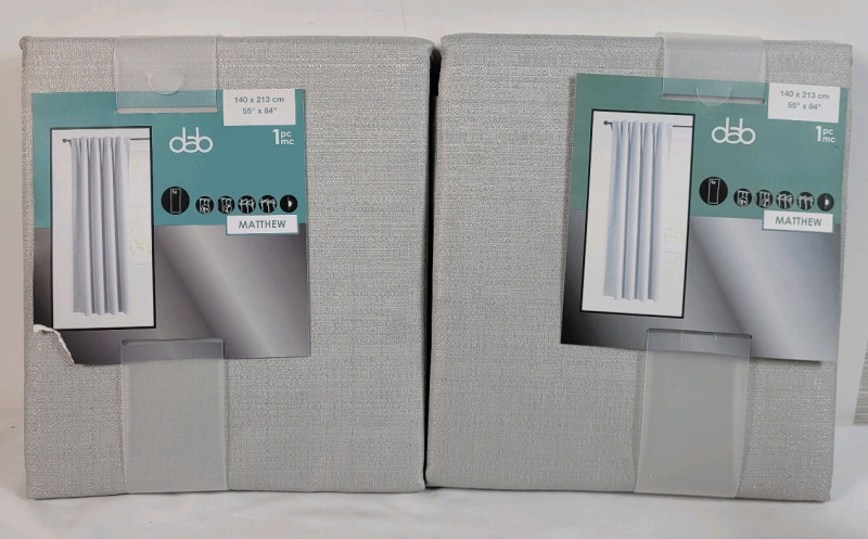 Two (2) New - dab Pinch Pleat Tape Thermal Blackout Curtain Panels , Silver . Measures 55"&times;84" each