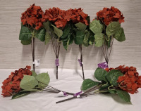 New | 6Pcs Artificial Silk Hydrangea Flowers Bouquets | Red Color | Decor | Height : 13' inch