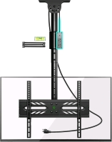New In Box Greenstell Ceiling TV Mount with Power Outlet, TV Mount for 26''-65'' TVs, TV Ceiling Mount with 900J Surge Protection, Swivel, Tilt and 6 Height Adjustable, Max VESA 400x400mm, Holds up to 110LBS