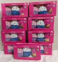 27 (9 Sets of 3) New Plush Dog Cupcake Toys. Approximately 4" Tall.