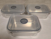 New 3pcs Trueliving Steel Food Storage Containers | Measurements: 7.5' X 3.5'