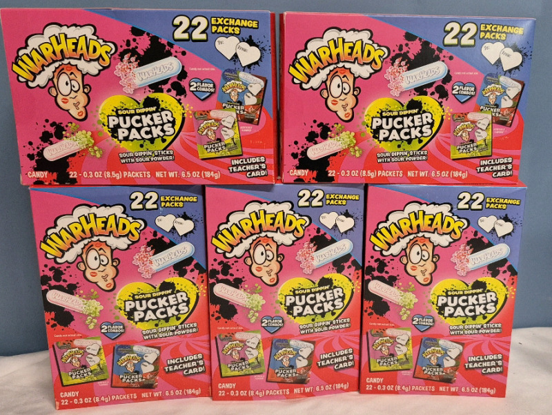 5 New Boxes Warhead Candy 22 Packs per Box BB Sept 12 2026