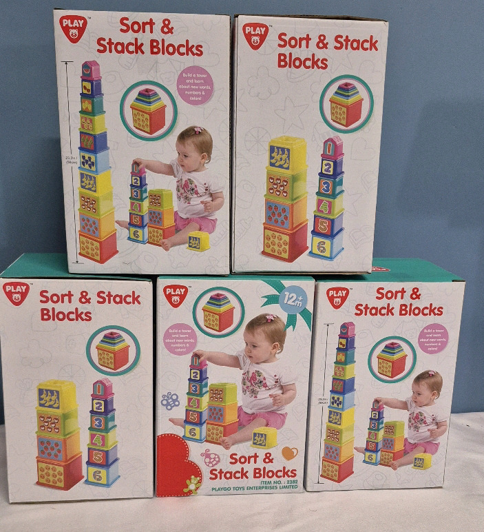 5 New Children Sort & Stack Blocks for 12 Months +
