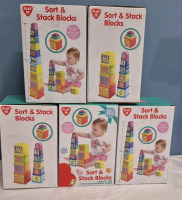 5 New Children Sort & Stack Blocks for 12 Months +