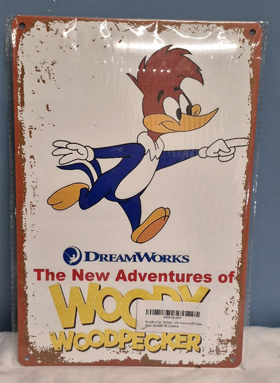 New Metal Woody Woodpecker Sign 8 x 12"