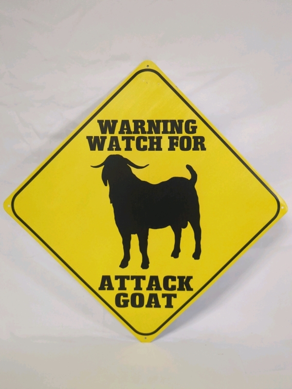 Watch For Goats Metal Sign