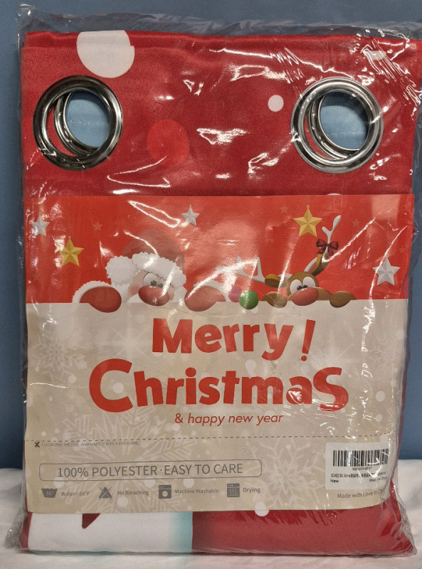 New Curtains MERRY CHRISTMAS & HAPPY NEW YEAR 52 by 84" with Grommets
