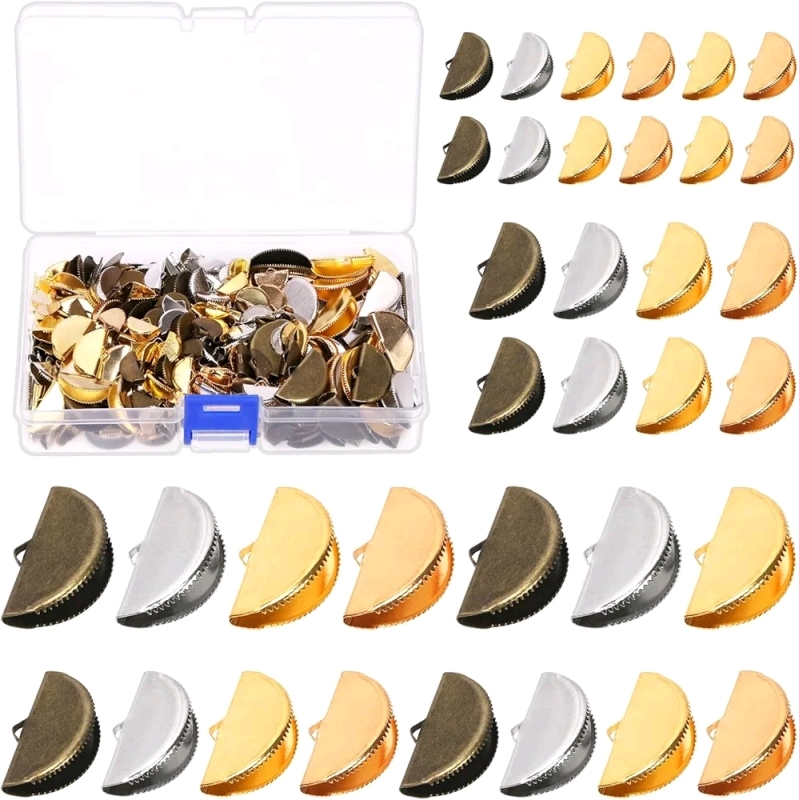 New 240Pcs 4 Size 4 Colors Pinch Crimp Ends for Jewelry Making